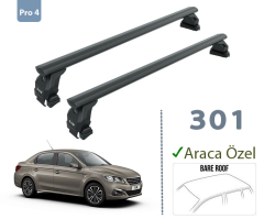 Peugeot 301 Portbagaj Taşıma Aparatı Ara Atkısı Siyah Set 2012- Toros Pro 4