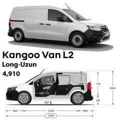 Renault Kangoo Van L2 (2021-2025) Alüminyum Tavan Rayları Plus Serisi - Gri