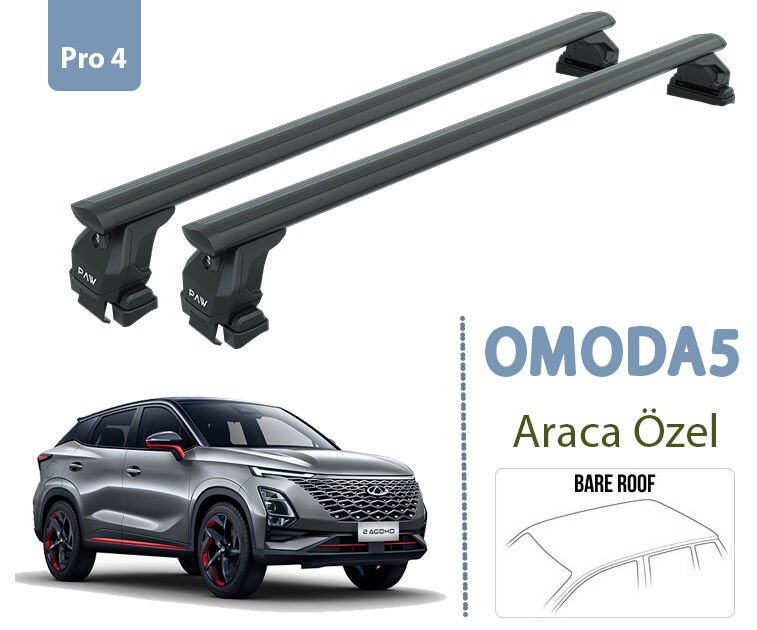 Chery Omoda 5 Oluksuz Ara Atkısı Tavan Taşıyıcı Toros Pro 4 Siyah