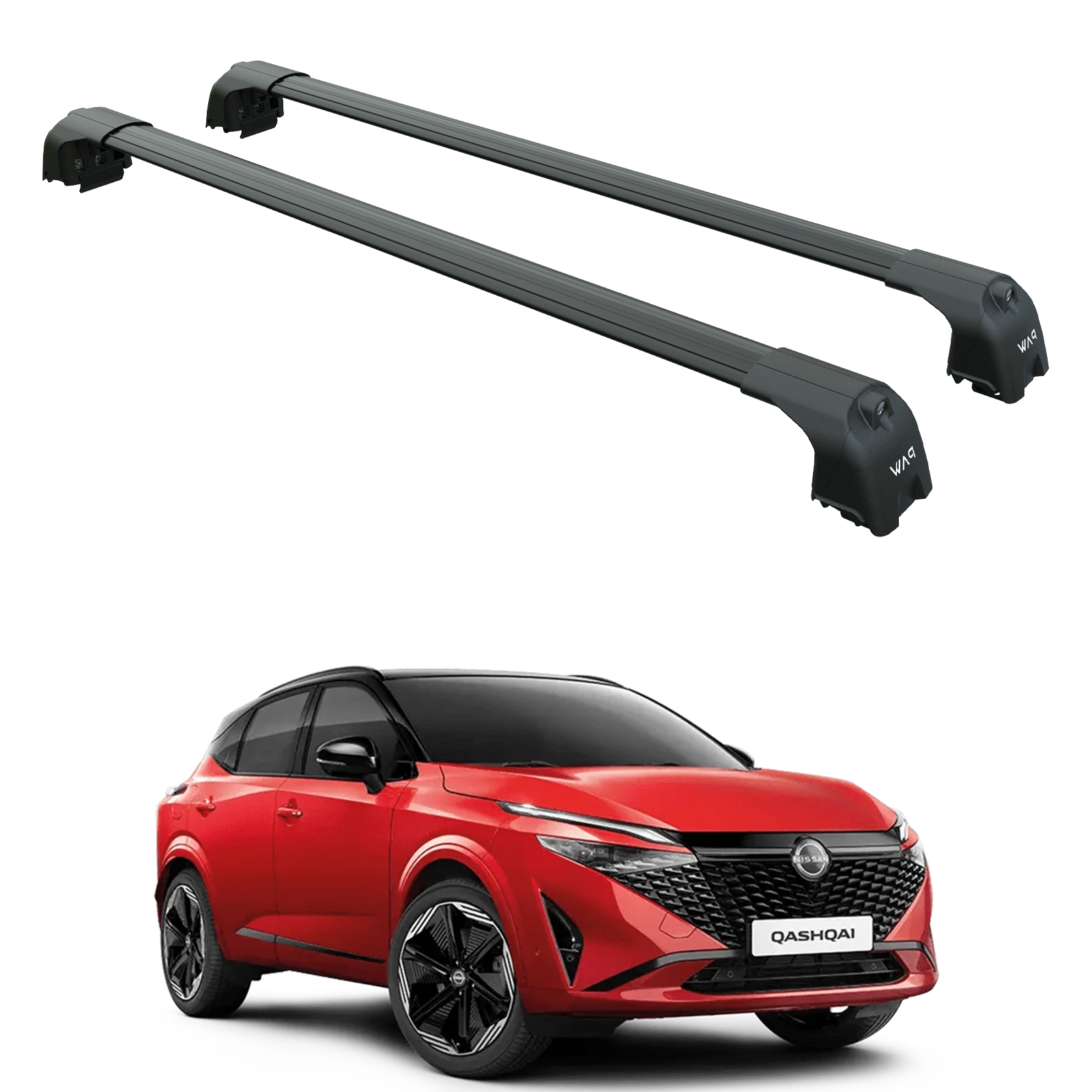 Nissan Qashqai J12 2021-2025 Roof Rack Cross Bars | Flush Rail, Siyah